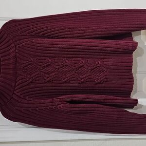 LIZ CLAIBORNE Cotton Blend sport red Burgandy sweater chunky bright size  XL